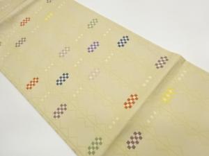 縞に変わり市松模様織出し名古屋帯